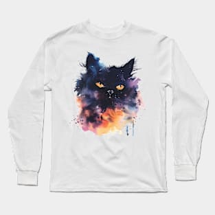 Persian Cat Water Color Pop Art Design for Cat Lover Long Sleeve T-Shirt